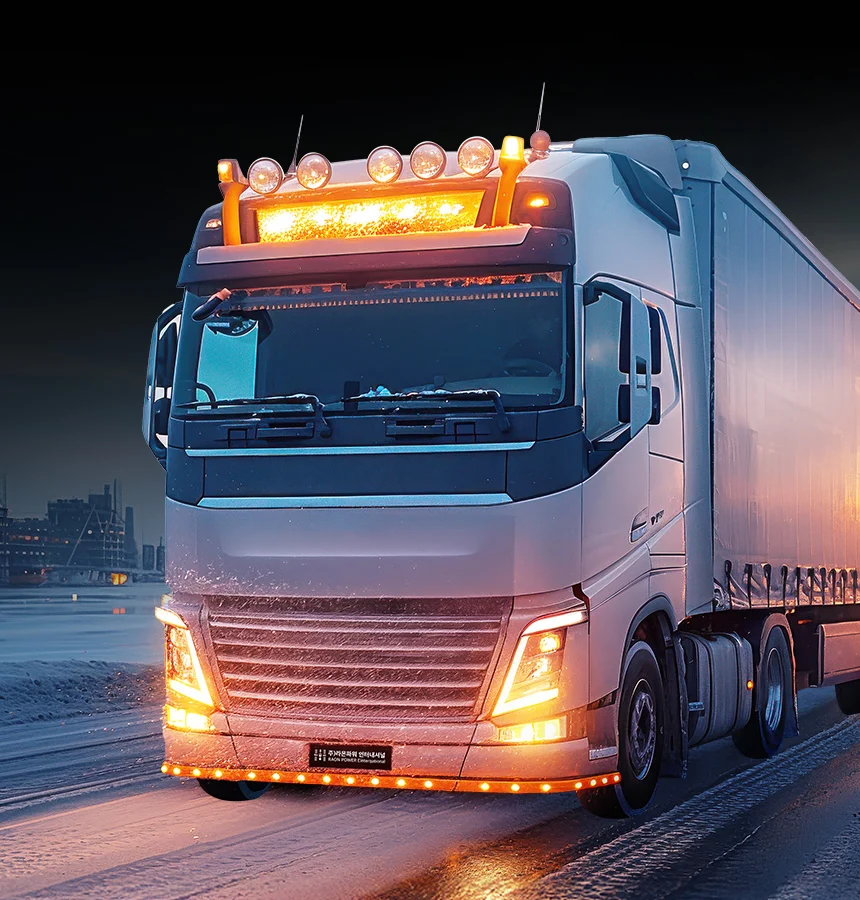 Truck travelling in winter conditions